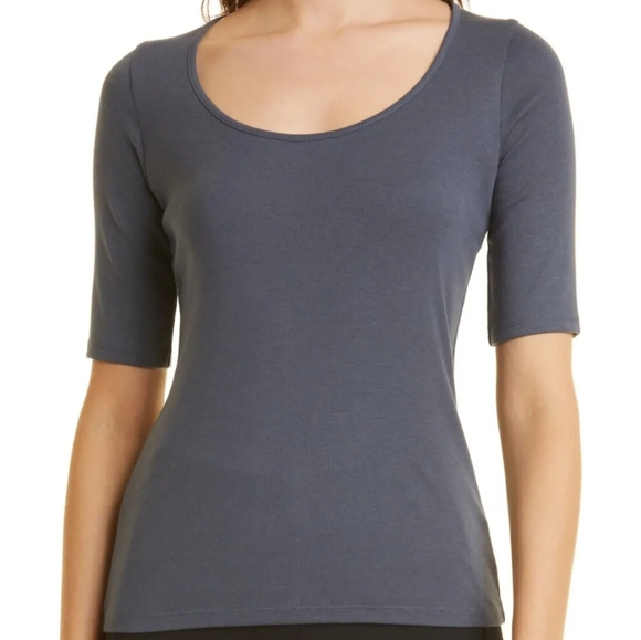 NWOT VINCE Dark Water Elbow Length Sleeve with Scoop Neck T-Shirt- womens XL - Picture 1 of 4